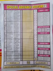 week 52 special advance fixtures 2021