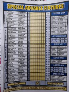 week 30 special advance fixtures 2022