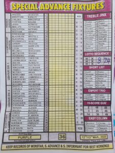 week 36 special advance fixtures 2022