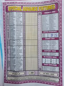 week 20 special advance fixtures 2022