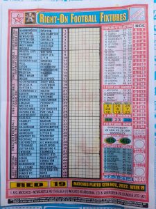 week 19 right on fixtures 2022 front page