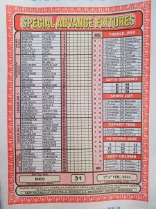 week 31 special advance fixtures 2024